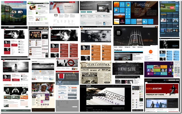 Collage of website screenshots that I use for design inspiration.