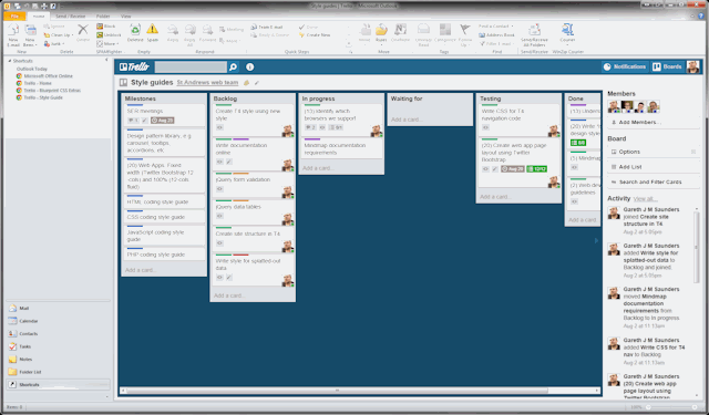 Trello being displaying within Outlook 2010
