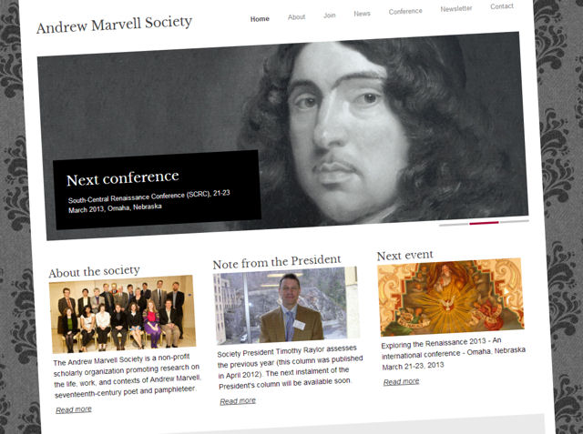 Screenshot of Andrew Marvell Society website