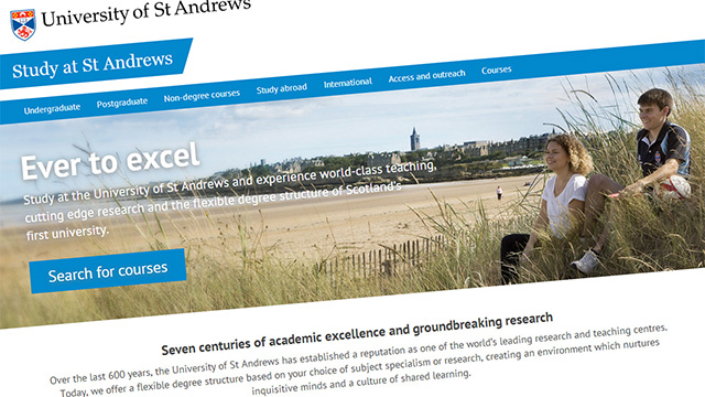 Study at St Andrews homepage screenshot