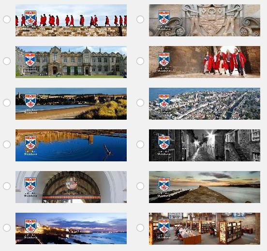 Twelve St Andrews themed headers. Or upload your own.