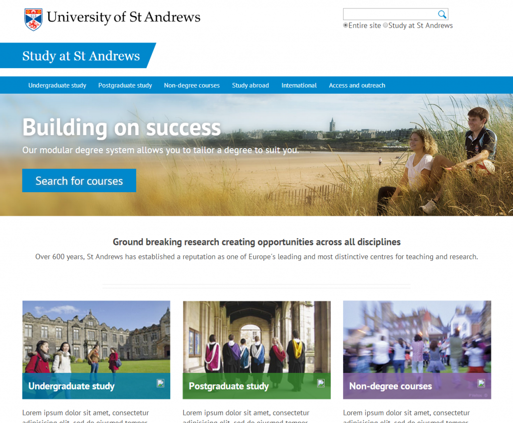 Study at St Andrews screenshot - early January 2014