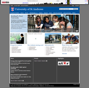 Screenshot of the existing homepage from the Internet Archive