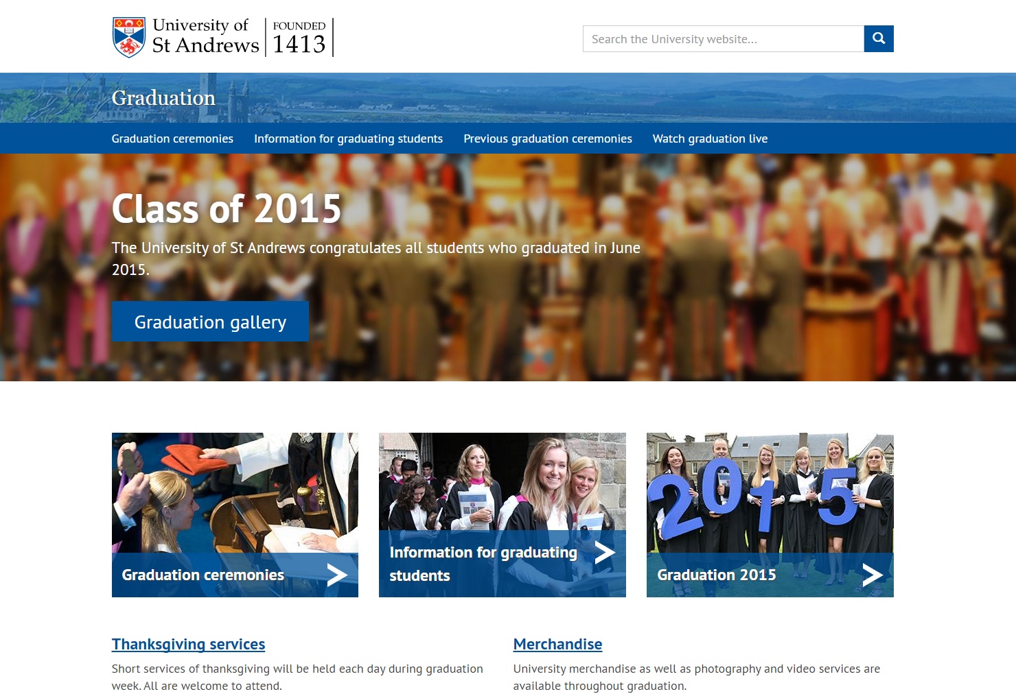 New responsive design graduation webpages from the University of St Andrews