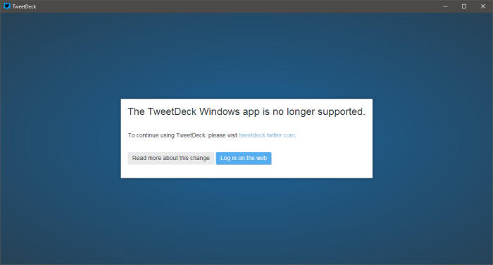 TweetDeck for Windows RIP