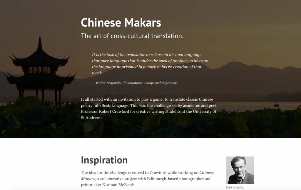 A long-form article about the University of St Andrews Chinese Makars project.