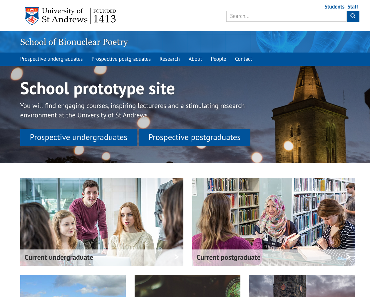 University of St Andrews prototype School website