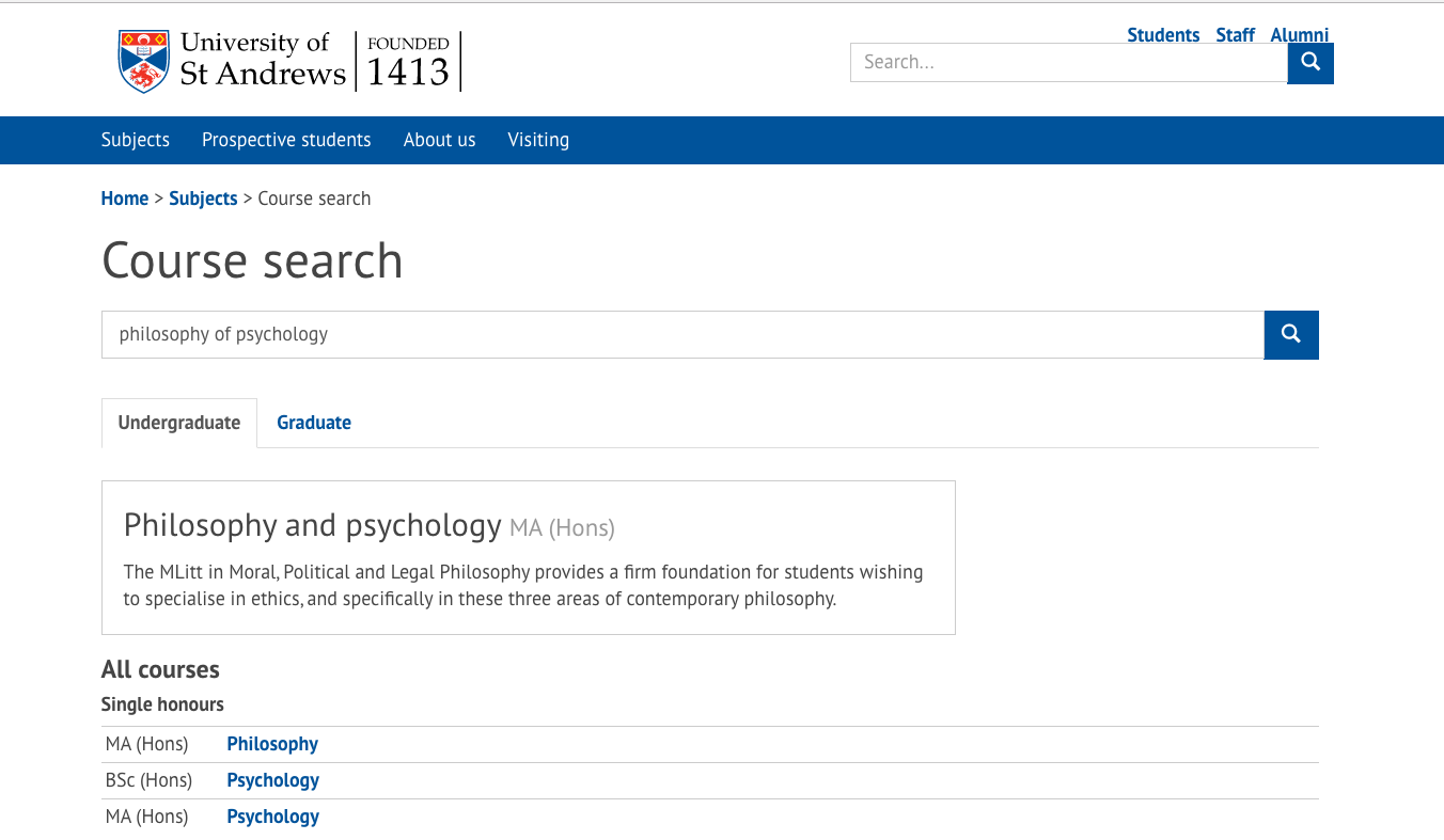 An example of how course search may look