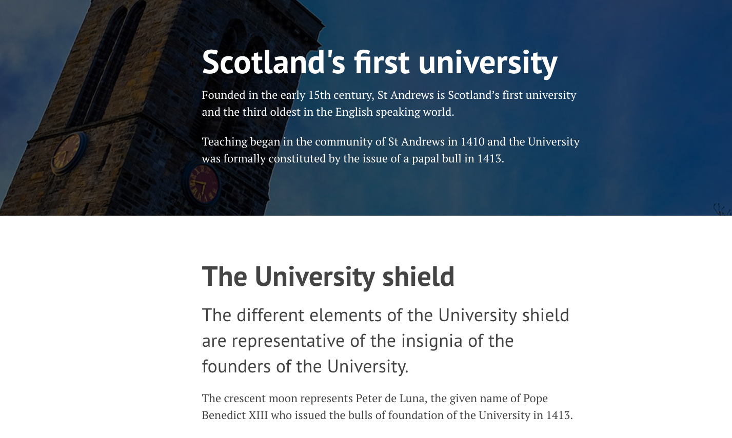 Redesigned St Andrews facts and figures page