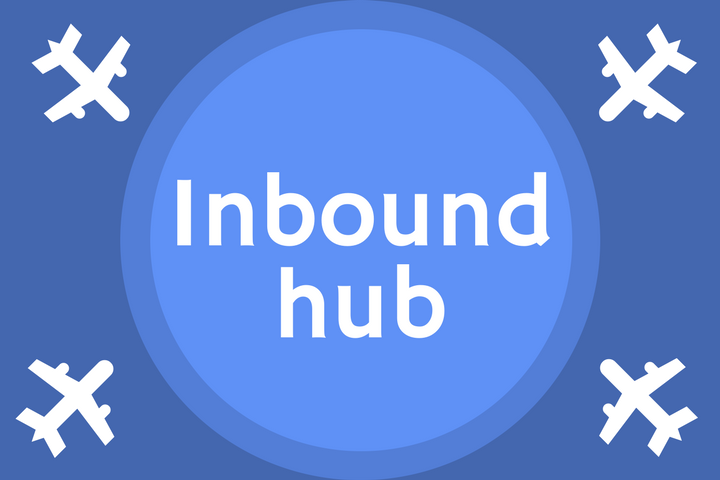 Text saying "Inbound hub" with small planes near it.