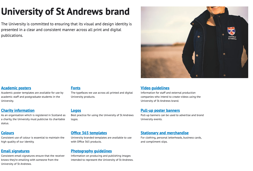 Screenshot of new brand website