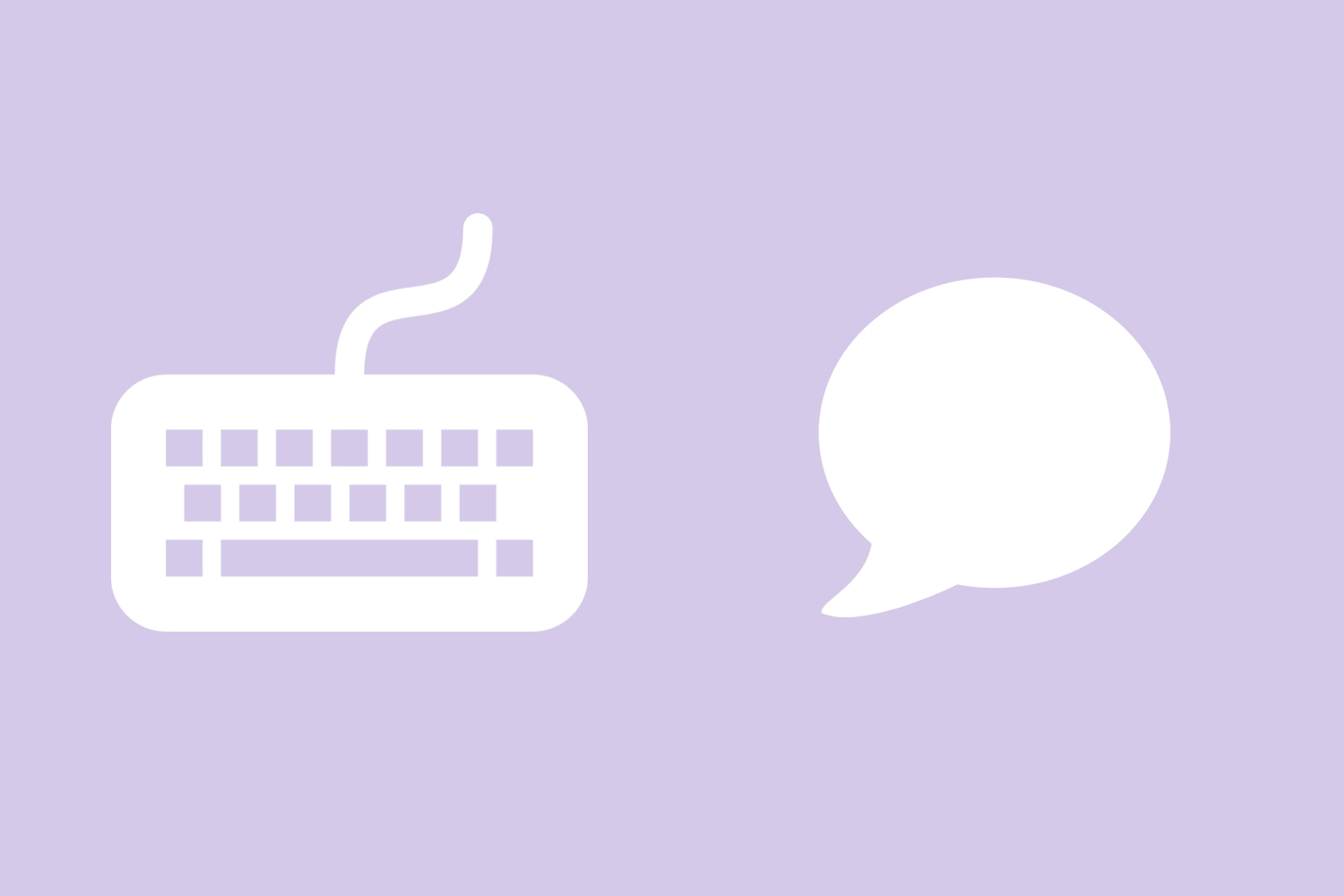 Graphic of keyboard and speech bubble