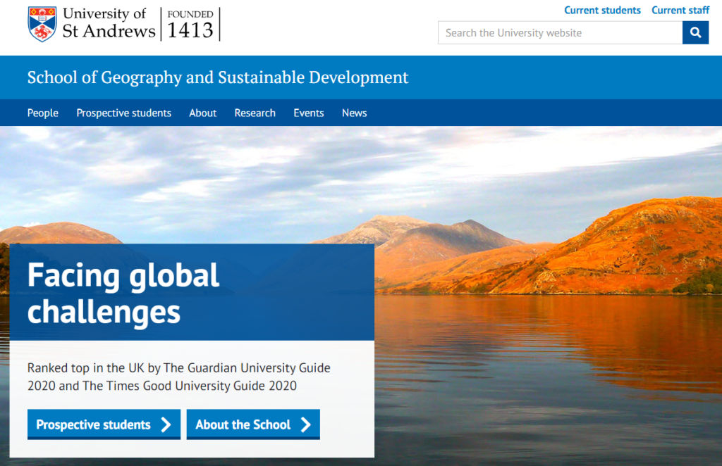 School of Geography and Sustainable Development home page