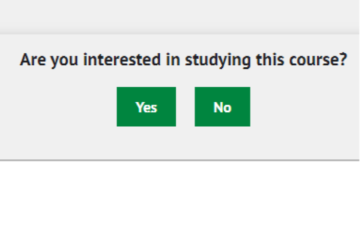 Example cue asking if user is interested in a course