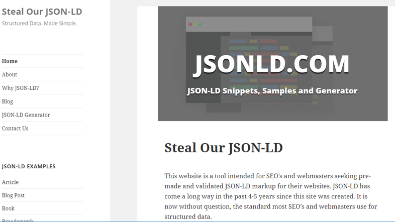 Screenshot from Steal Our JSON-LD website