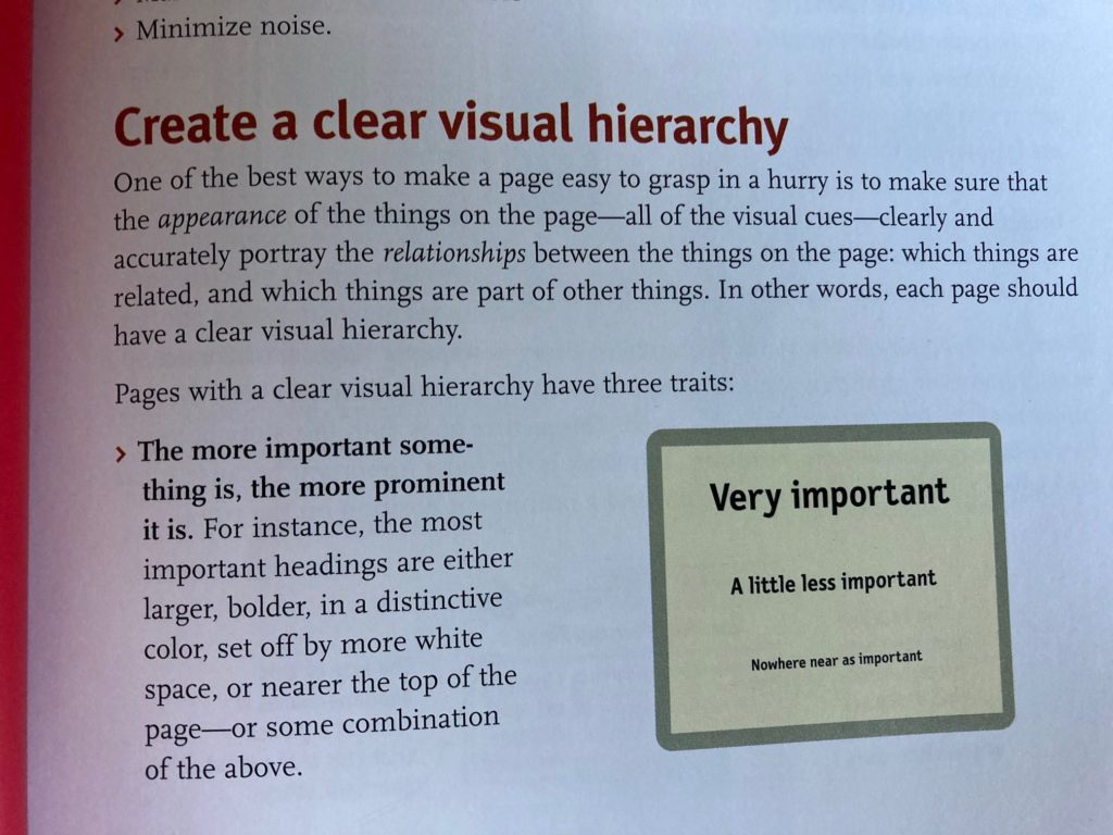 Don't make me think - visual hierarchy