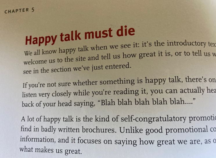 Don't make me think - happy talk must die
